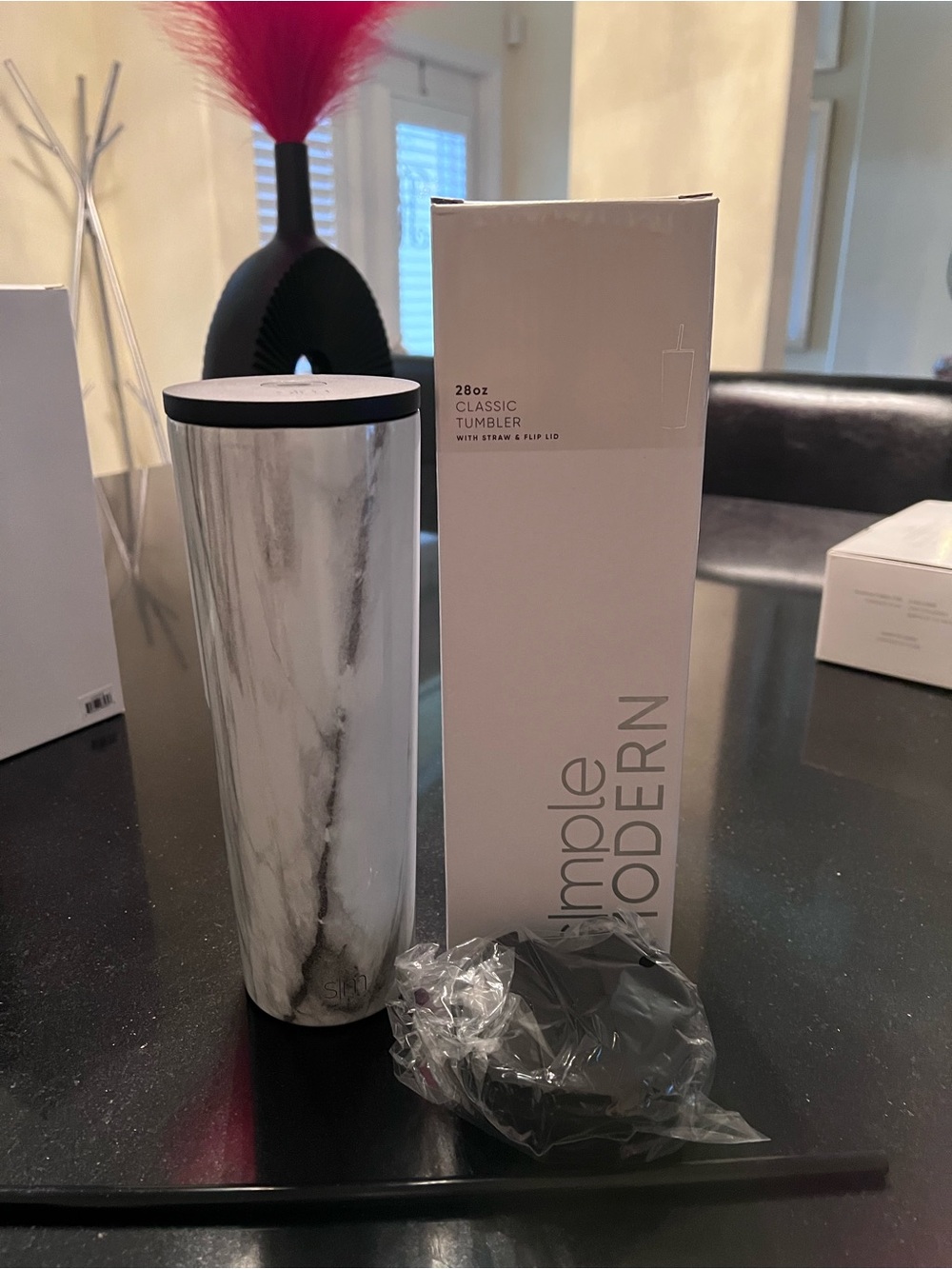 Simple Modern 28oz Marble Classic Tumbler Black & White Marble Design